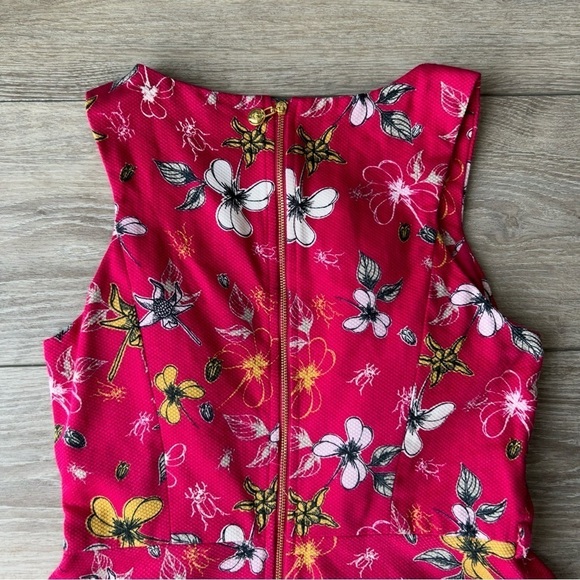 Yumi Sleeveless Floral Casual DARK PINK SKATER DRESS - Picture 14 of 14